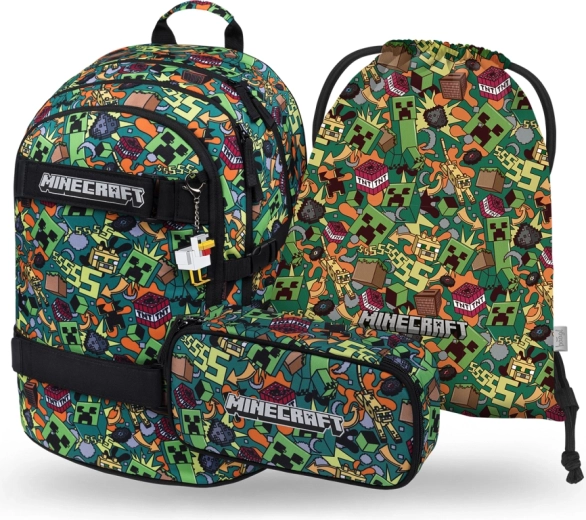 Schoolsset BAAGL Skate MINECRAFT Chaos – rugzak, etui en gymzak