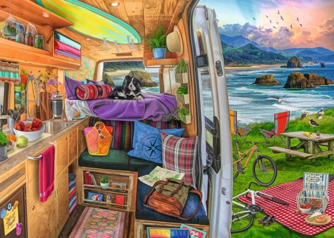 RAVENSBURGER puzzel uitzicht vanuit de caravan XXL 500 stukjes