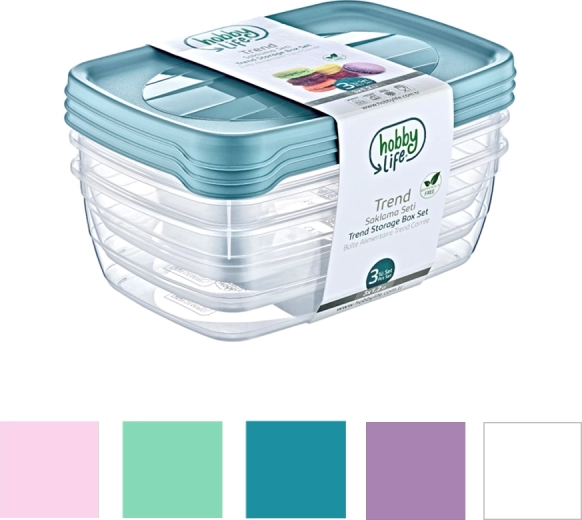 Set di 3 contenitori rettangolari Trend Box 1,2 l
