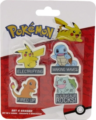 POKÉMON Eraser Set – Pikachu, Charmander, Bulbasaur and Squirtle