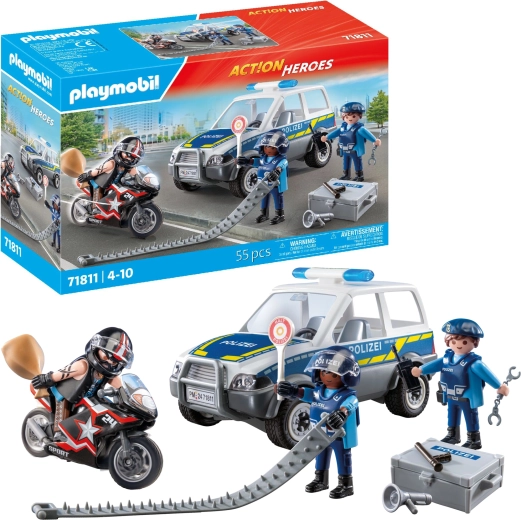 Playmobil City Heroes politieachtervolging – auto, motor en figuren
