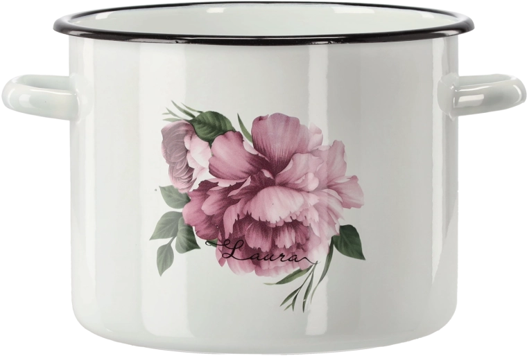 Pentola smaltata 5,5 l, 22 cm, bianca Peonia Laura