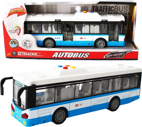 Bus urbain à friction avec lumière et son – bleu