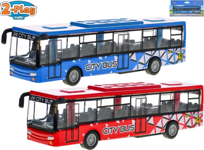 Metal Bus with Pull-Back 15 cm 2-Play Traffic