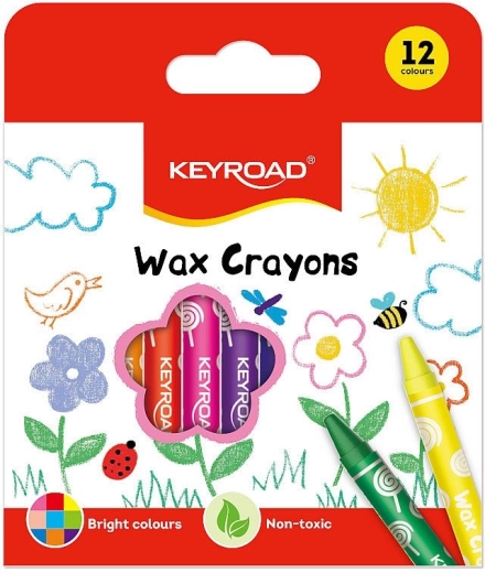 Crayons de cire Keyroad 12 couleurs, 8 mm