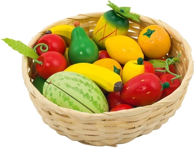 Frutta in legno nel cestino – set da 23 pezzi