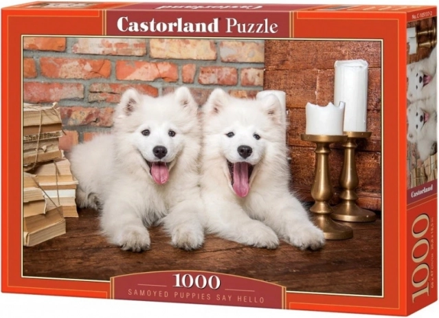 Puzzle 1000 pcs Samoyed Puppies Say Hello