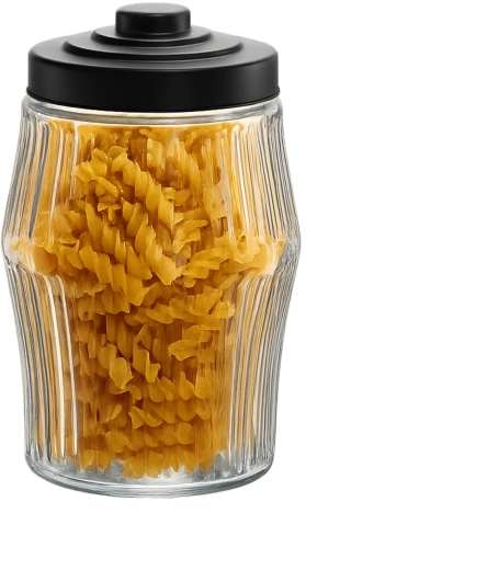 Staklena tegla 2,8 l s prugastim uzorkom i metalnim poklopcem