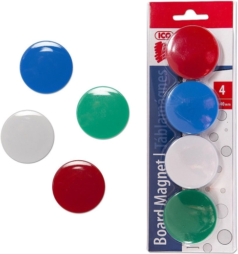 Aimants 40 mm, 4 pcs, assortiment de couleurs