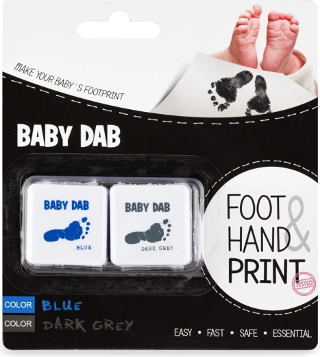 Baby Dab set de tampons encreurs pour empreintes de bébé, bleu et gris (2 pcs)