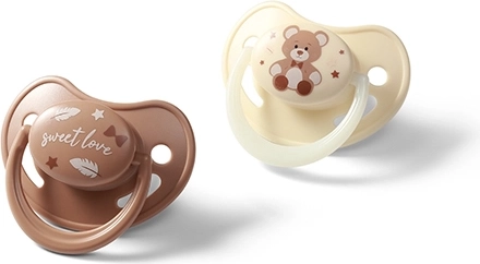BabyOno silicone anatomical pacifiers 0–6 m, 2 pcs (day + glow-in-the-dark)