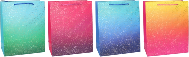 Cadeautas L 31 × 42 × 12 cm – glanzende gradient met gouden accenten
