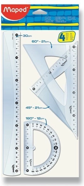 Maped komplet ravnil Classic, 4-delni prozoren