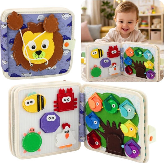 Sensory Felt Book Jungle – Lion, Montessori Activity Book for Kids