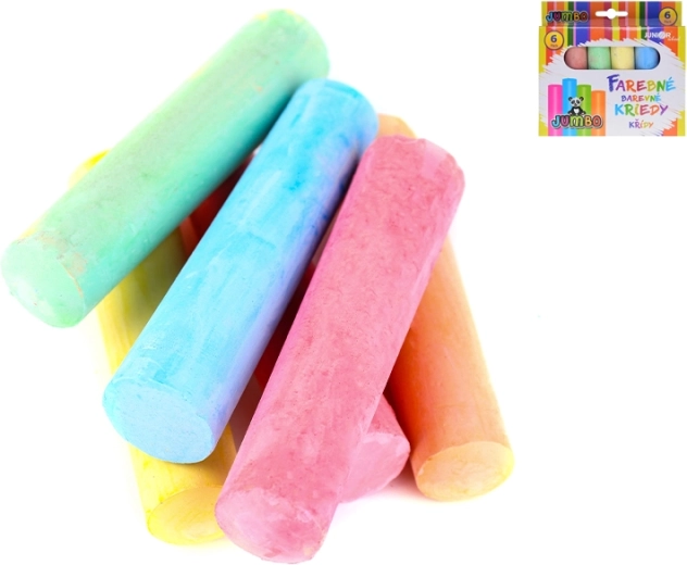 Gessetti jumbo colorati per bambini 10 cm (set da 6 pezzi)