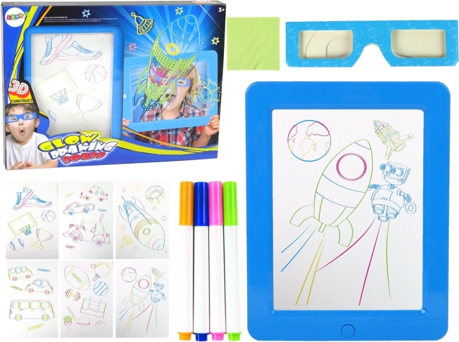 magical backlit 3D drawing board – blue