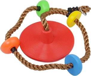 Kletterseil mit farbigen Knoten und Sitz – rot