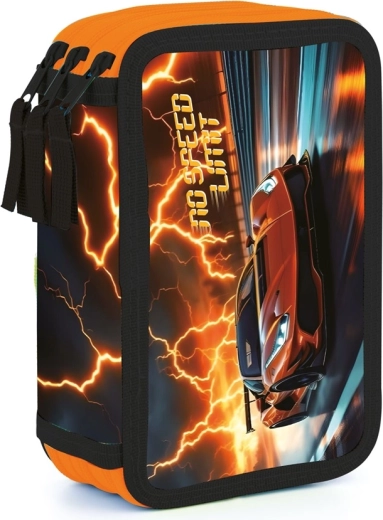 Astuccio scolastico a tre scomparti con auto – vuoto