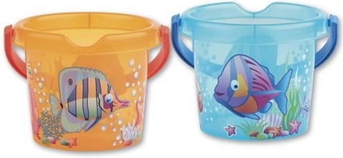 Transparent bucket with fish motif 13 cm