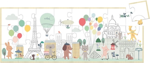 Vilac puzzle panoramique en bois Paris – Sarah Betz, 24 pièces