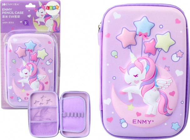 Grote 3D etui Eenhoorn, paars 23 × 15 × 5 cm