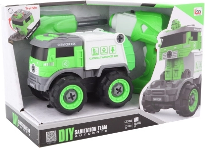 Screw-Together RC Garbage Truck with Remote Control and Robot Transformation