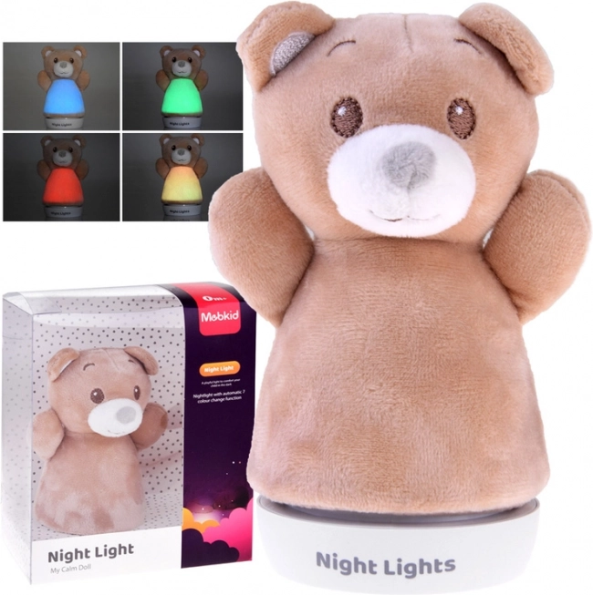 Beige plysbamse – natlampe til børn med blød overflade