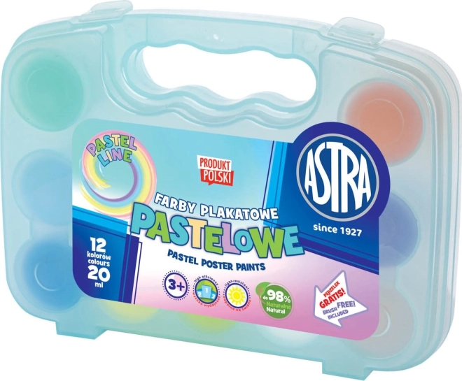 ASTRA Pastel Tempera Paints 12×20 ml in Plastic Carry Case (Blue)