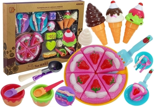 Set colorato di dessert per bambini – torta, gelato e dolcetti con accessori