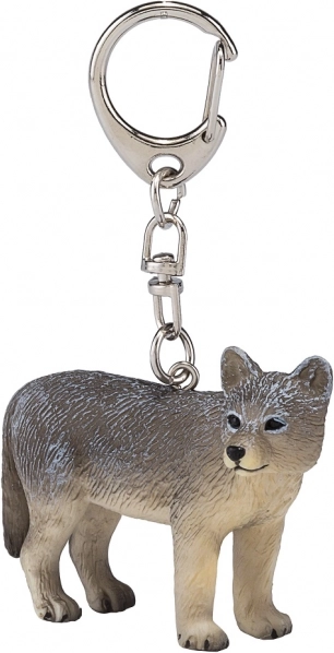 Keychain with Wolf Figurine
