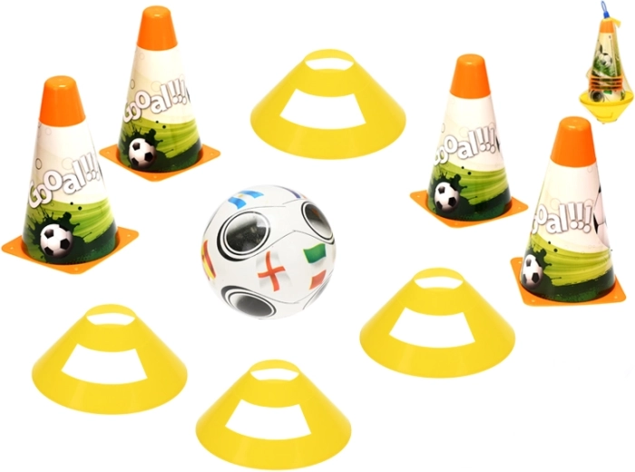 Dětská fotbalová tréninková sada s kužely, metami a míčem 12 cm
