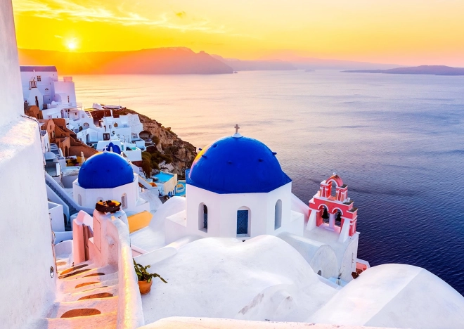 Enjoy Puzzle – zonsopgang boven Santorini, Griekenland (1000 stukjes)