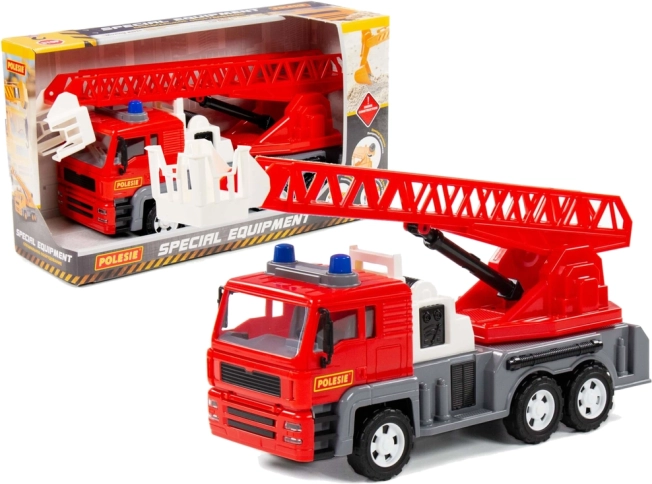 Brandweerauto Almaz met uitschuifbare ladder 70 cm – rood