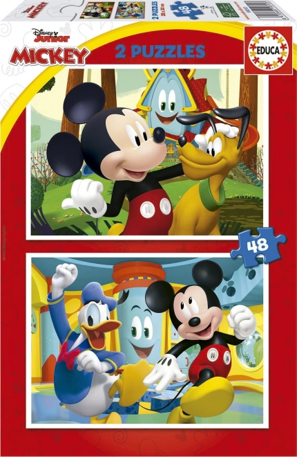 Sestavljanka EDUCA Mickey Mouse – Zabaviščni park 2×48 koščkov
