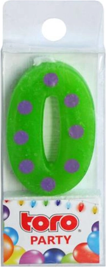 Candela per torta di compleanno numero 0 TORO infilzabile 4,5 cm