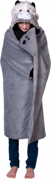 Gemütliche Cozy Noxxiez Wärme-Decke mit Kapuze Katze und Pfoten-Taschen