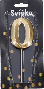 Party Candle Gold Number 0