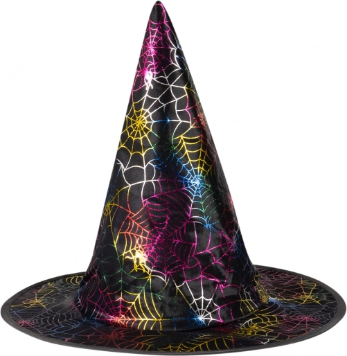 Children's witch hat with a colorful spiderweb