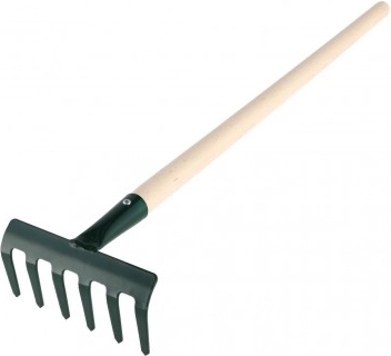 Grøn rive med skaft i metal/træ 80 cm værktøj