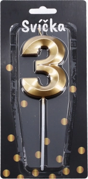 Party candle number 3 Gold