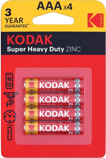 Batterie zinco Kodak Heavy Duty AAA (microstilo) 1,5 V – confezione da 4