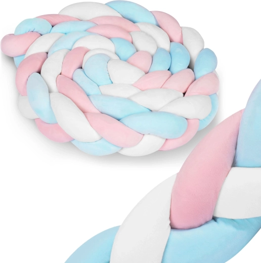 Paracolpi intrecciato per lettino RICOKIDS 3 m – blu‑rosa
