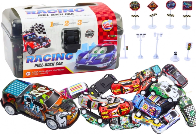 Set avtomobilčkov s prometnimi znaki 25 kos