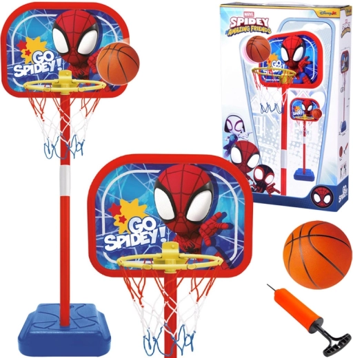Basketbalová sada SPIDEY s nastaviteľným košom a loptou 14 cm