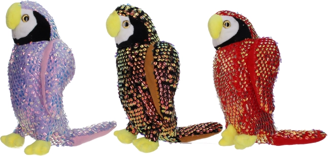 Pluchen papegaai met pailletten 25 cm