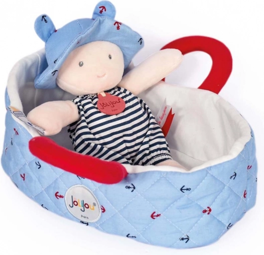 Doudou Jolijou Pop Mathis in blauwe draagtas
