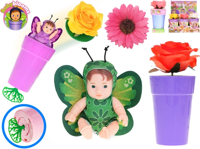 Bambolina Babyblooms nel vaso con braccialetto, 12,5 cm