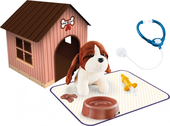 Plush Puppy with Kennel and Little Bag 18 cm