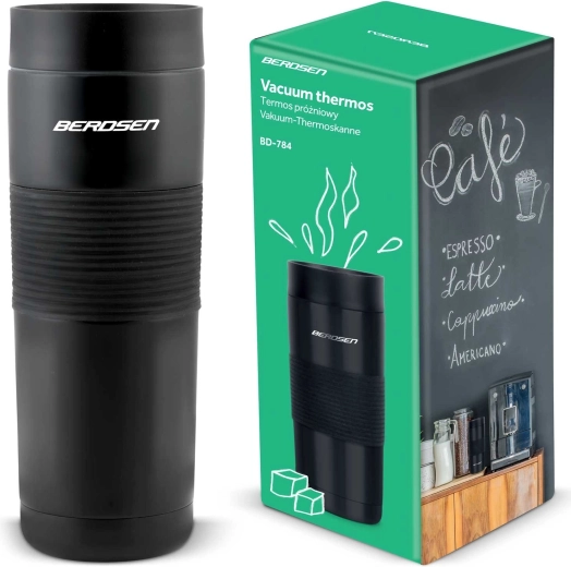 Thermos per bevande 590 ml BERDSEN con cannuccia, nero
