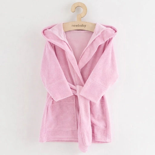 Children’s terry bathrobe with hood NEW BABY, pink, size 92/98